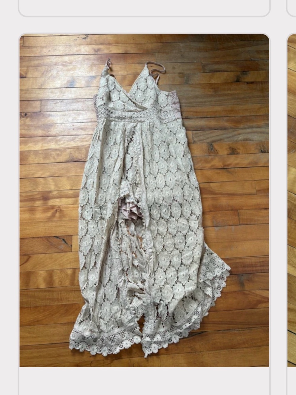 Lace Overlay Maxi dress in Beige